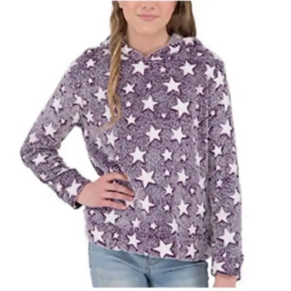 Boston Traders Hoodie Girls 5/6 Purple Long Sleeve Pullover Plush Hoodie